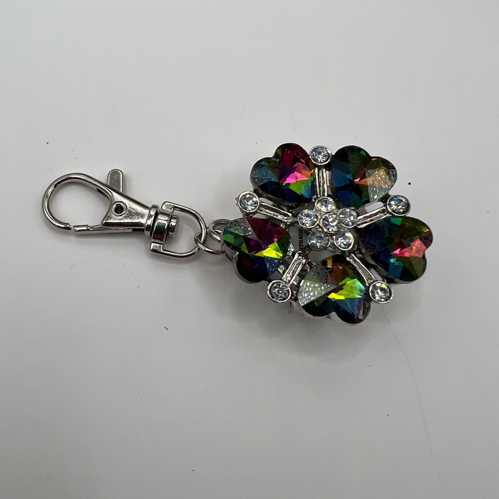 Strada Floral Crystal Watch Pendant Keychain/Stainless Steel/Quartz